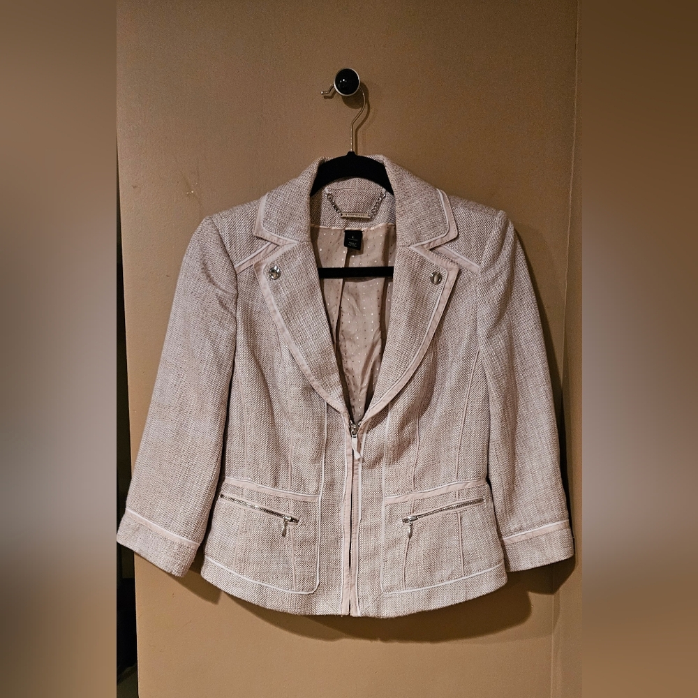 White House Black Market Textured Cream Pea Coat